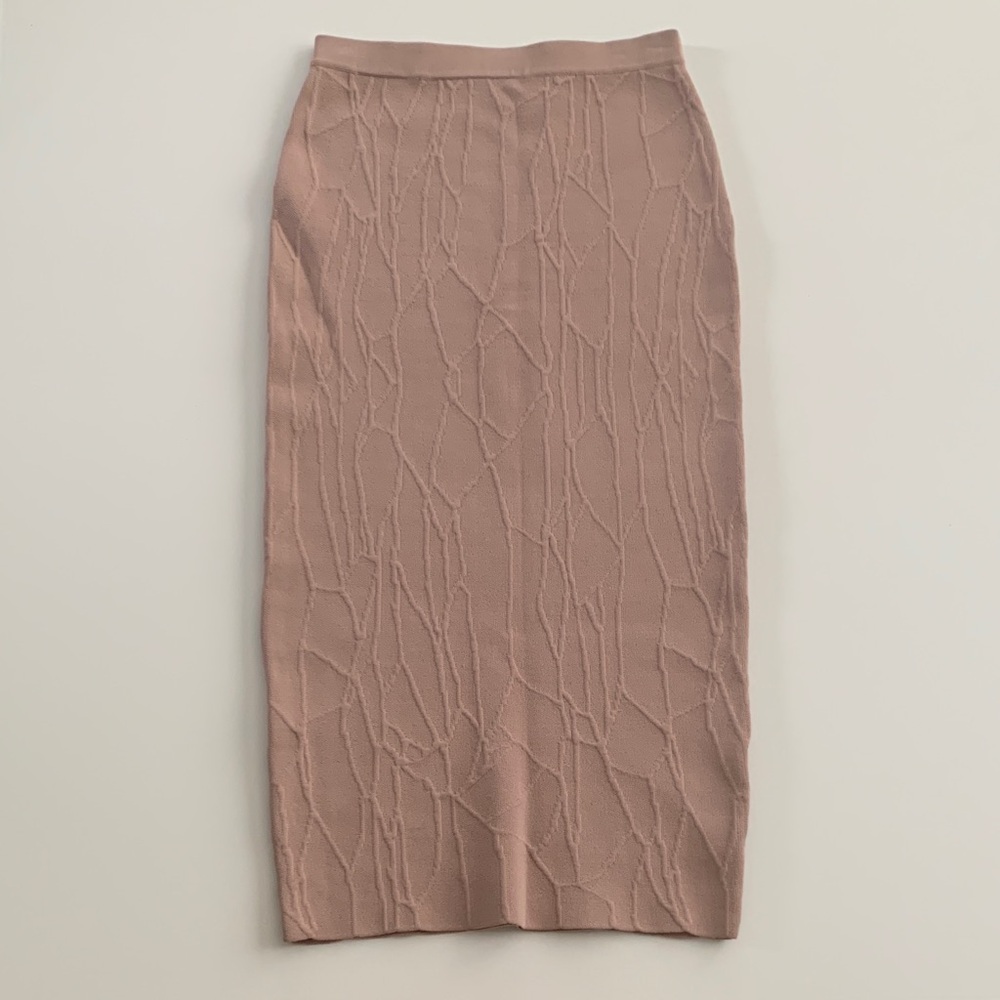 Jonathan Simkhai Blush Pink Textured Intarsia Knit Midi Pencil Skirt Small - Picture 3 of 8